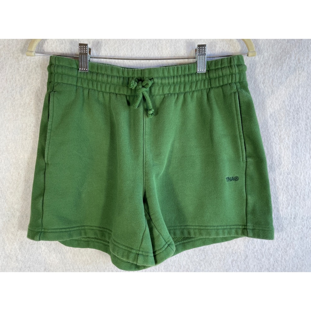 TNA Aritzia Cozy Fleece Boyfriend Fit Shorts Green Womens Size S Sweatfleece